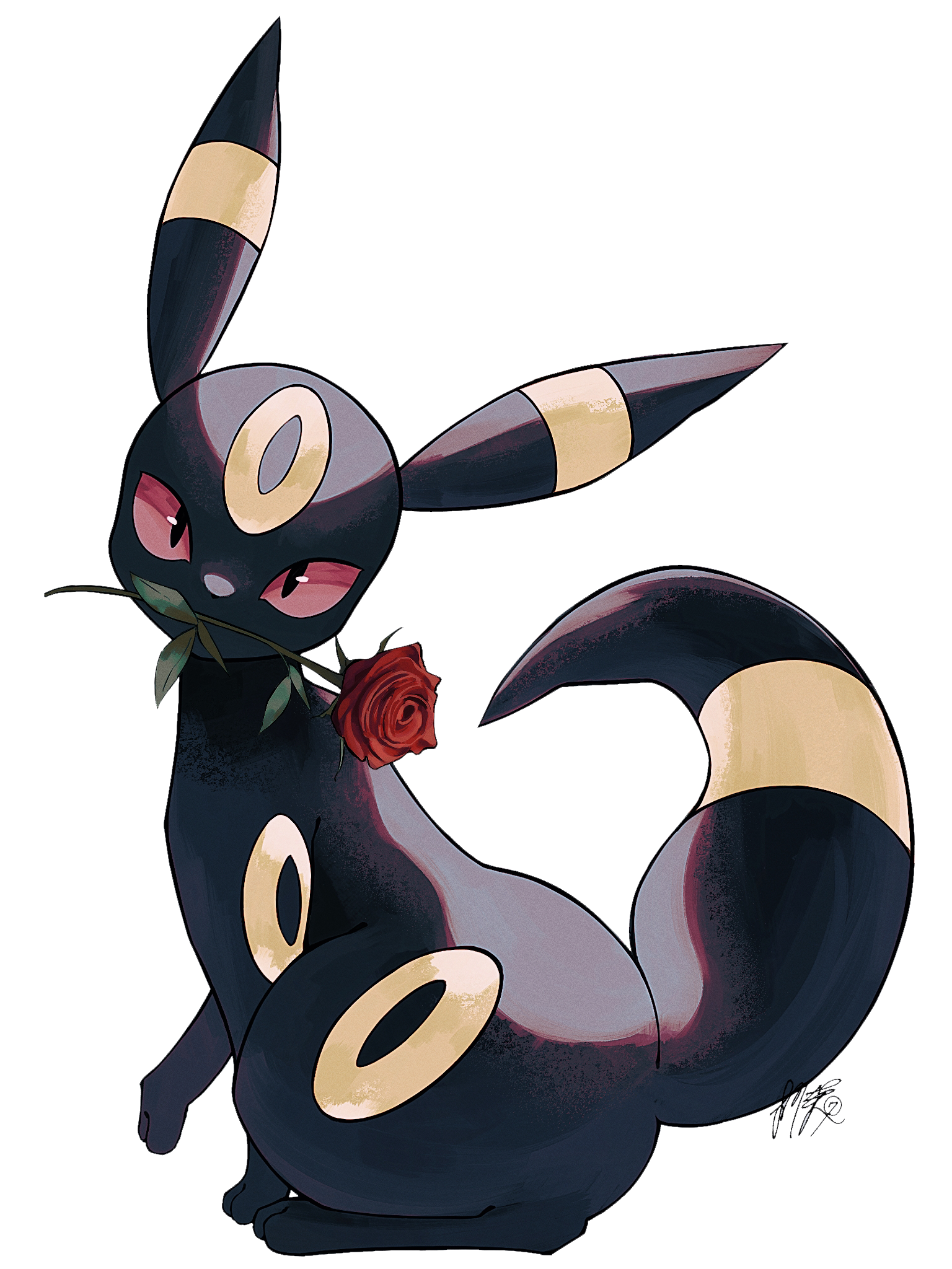 Umbreon holding rose